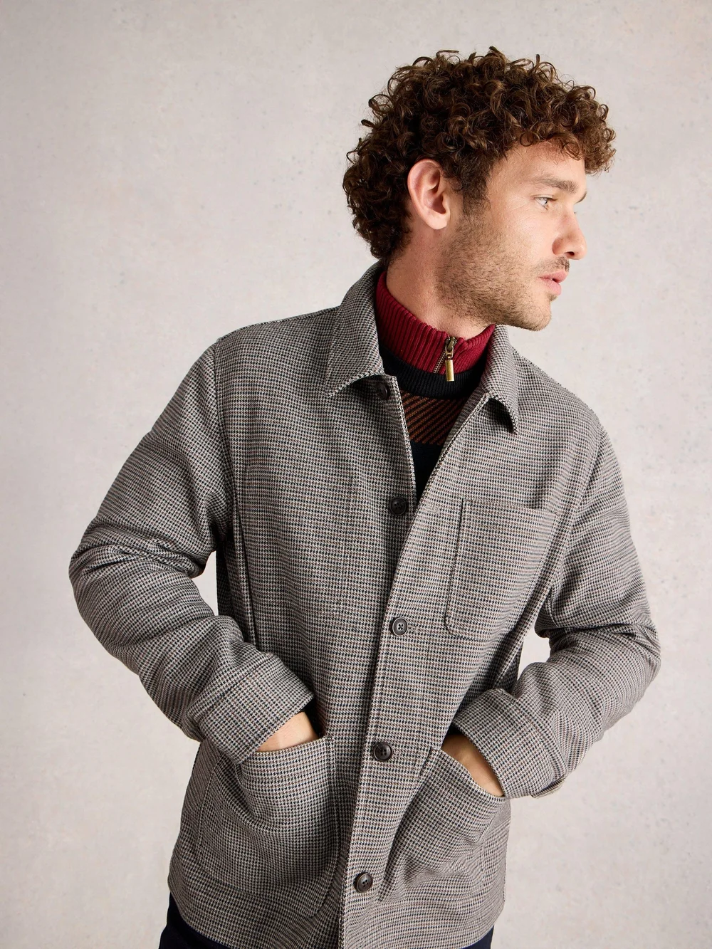 Veste De Travail À Motif Pied-De-Poule - Grey Mlt - XL Image 1
