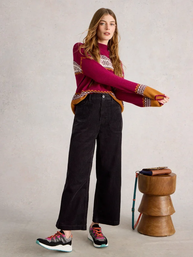 7/8-Kordhose Tia mit weitem Bein