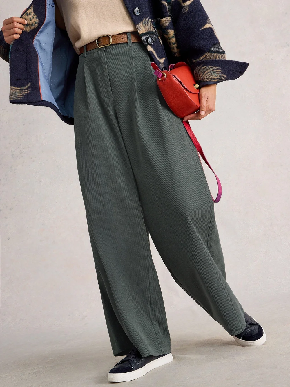 Pantalon Large En Velours Côtelé Sasha - Dk Green - 52/R Image 1