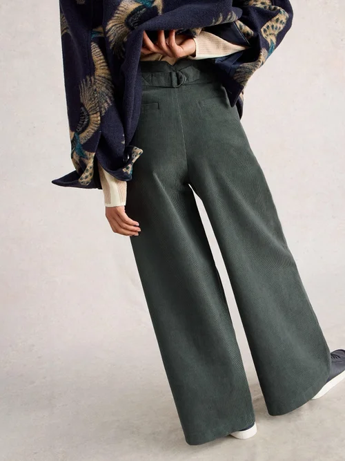 Pantalon Large En Velours Côtelé Sasha - Dk Green - 52/R Image 4