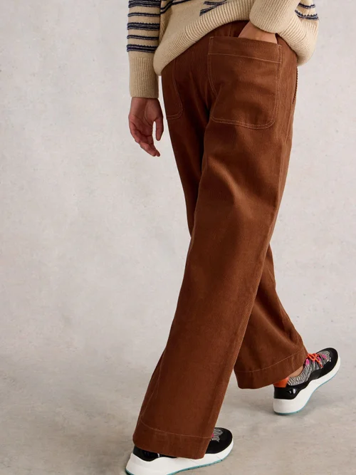 Pantalon Large En Velours Côtelé Clara - Dark Tan - 52/R Image 4