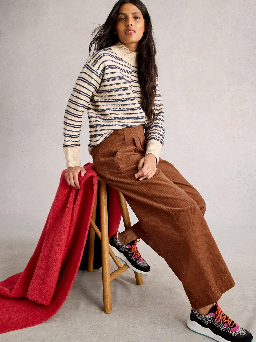 Pantalon Large En Velours Côtelé Clara - Dark Tan - 52/R Image 1