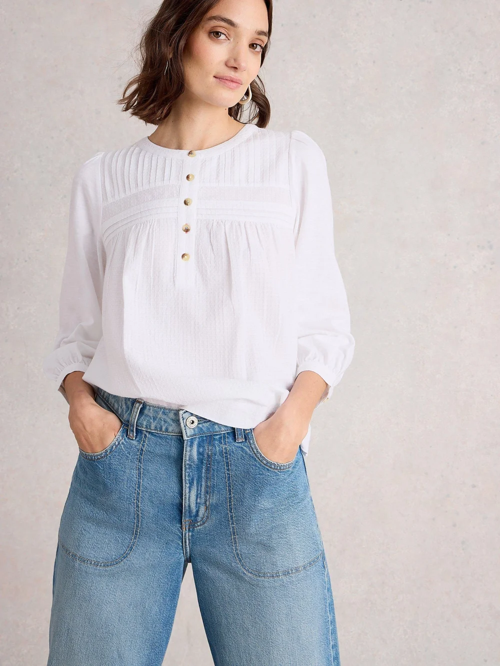 Bluse Isla mit 3/4-Ärmeln - Bril White - 52 Image 1