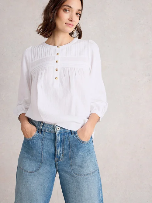 Bluse Isla mit 3/4-Ärmeln - Bril White - 52 Image 1