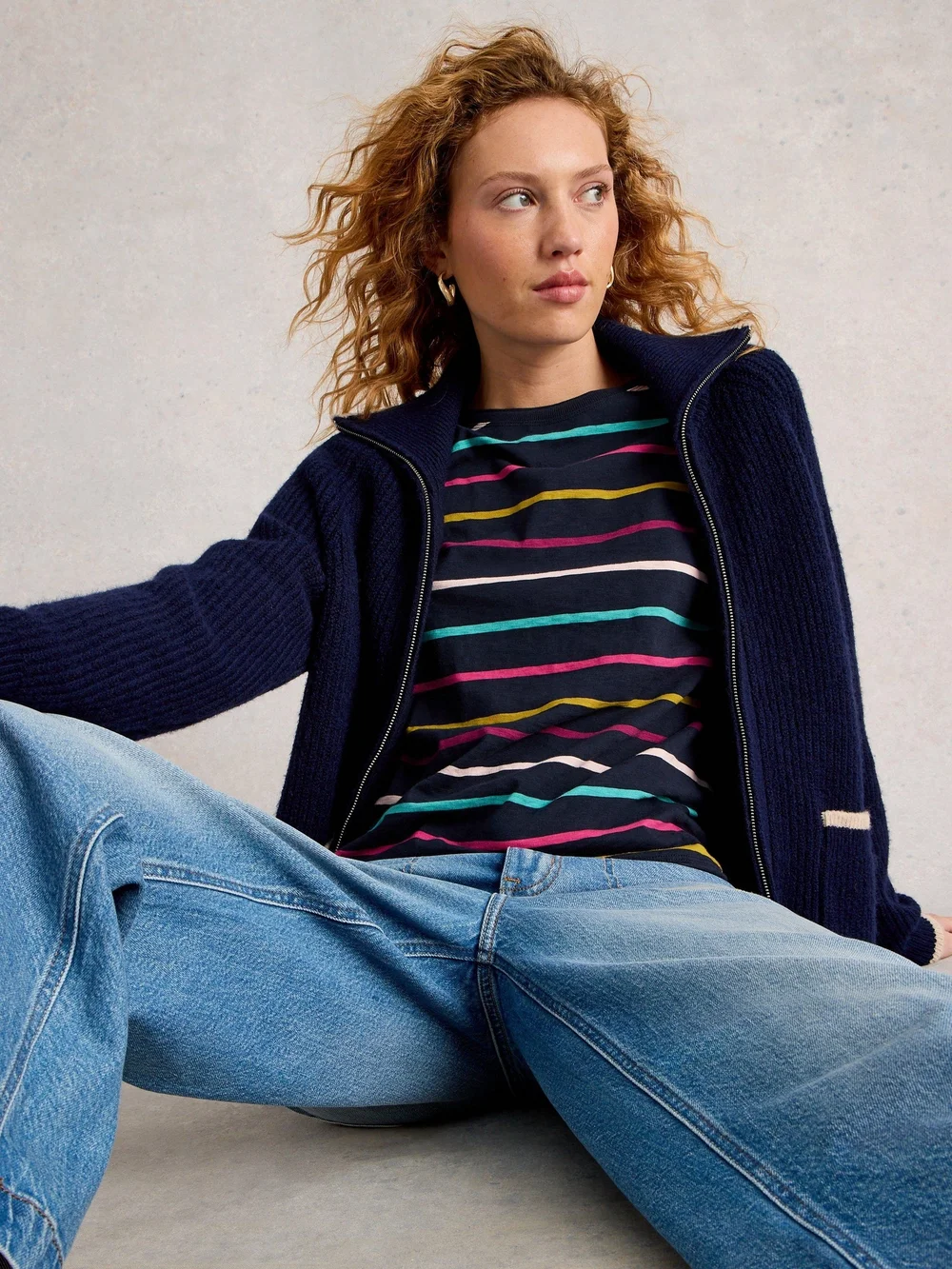 T-Shirt À Manches Longues À Rayures Clara - Navy Multi - 46 Image 1
