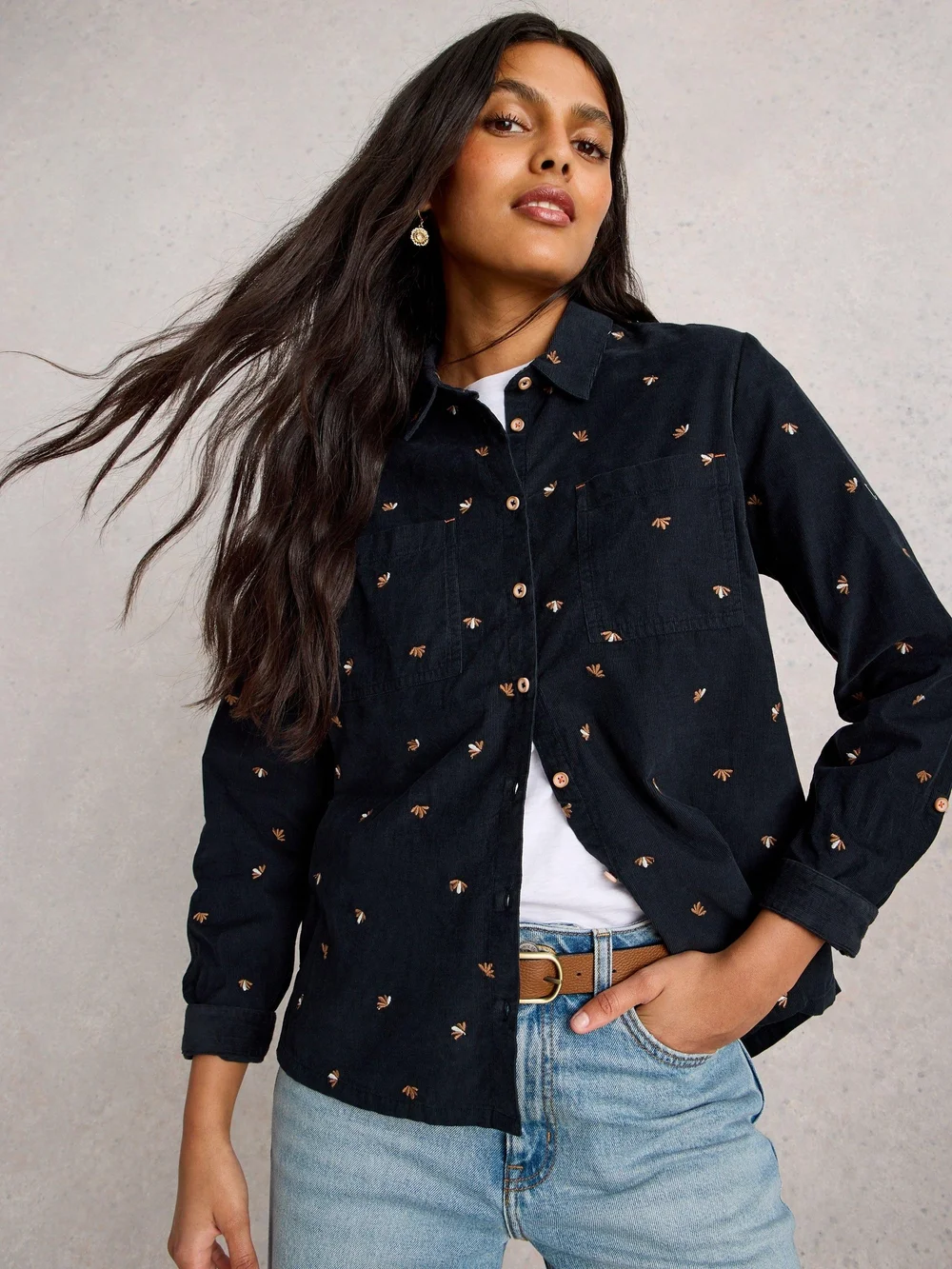 Chemise En Velours Côtelé Sophie - Navy Multi - 52 Image 1