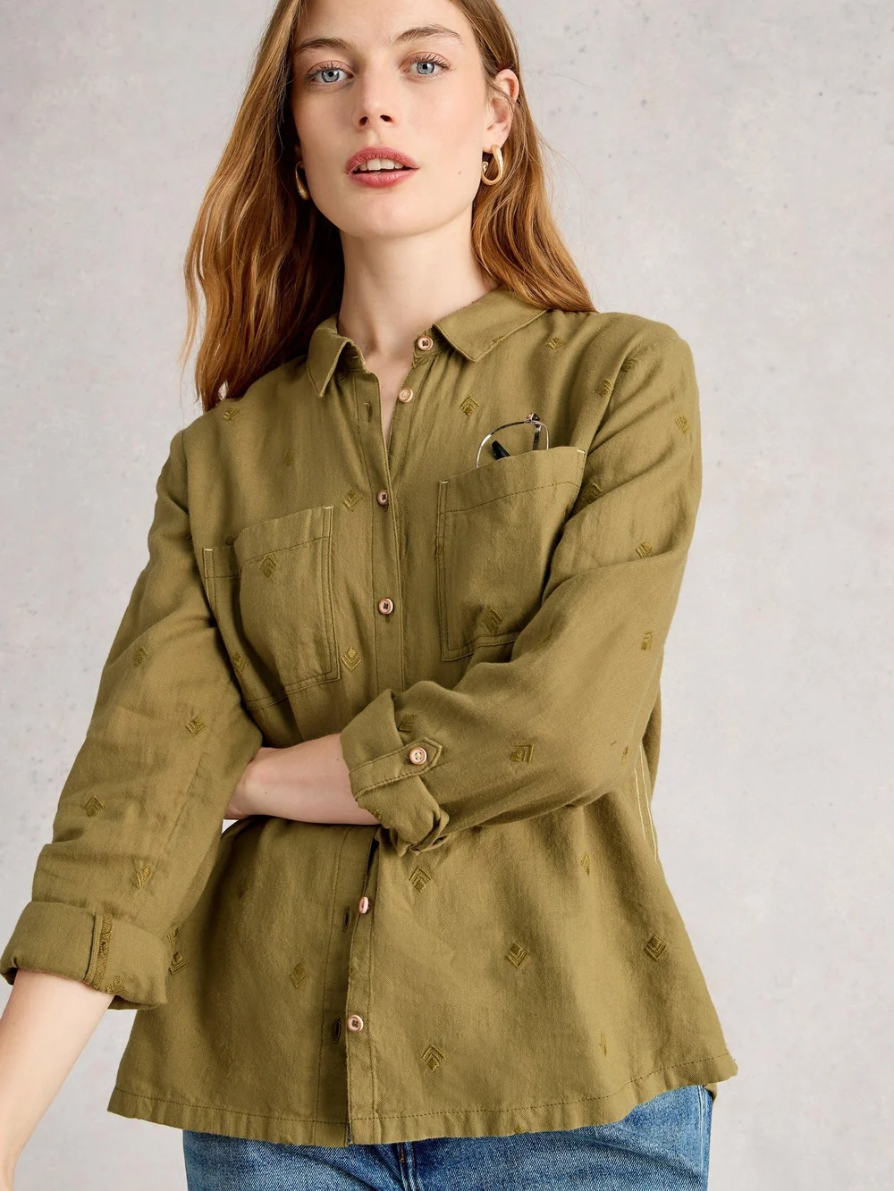Chemise Sophie En Coton Biologique - Khaki Grn - 42 Image 1