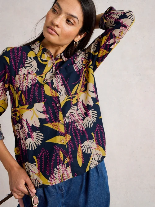 Chemise Sophie En Coton Biologique - Navy Pr - 38 Image 3