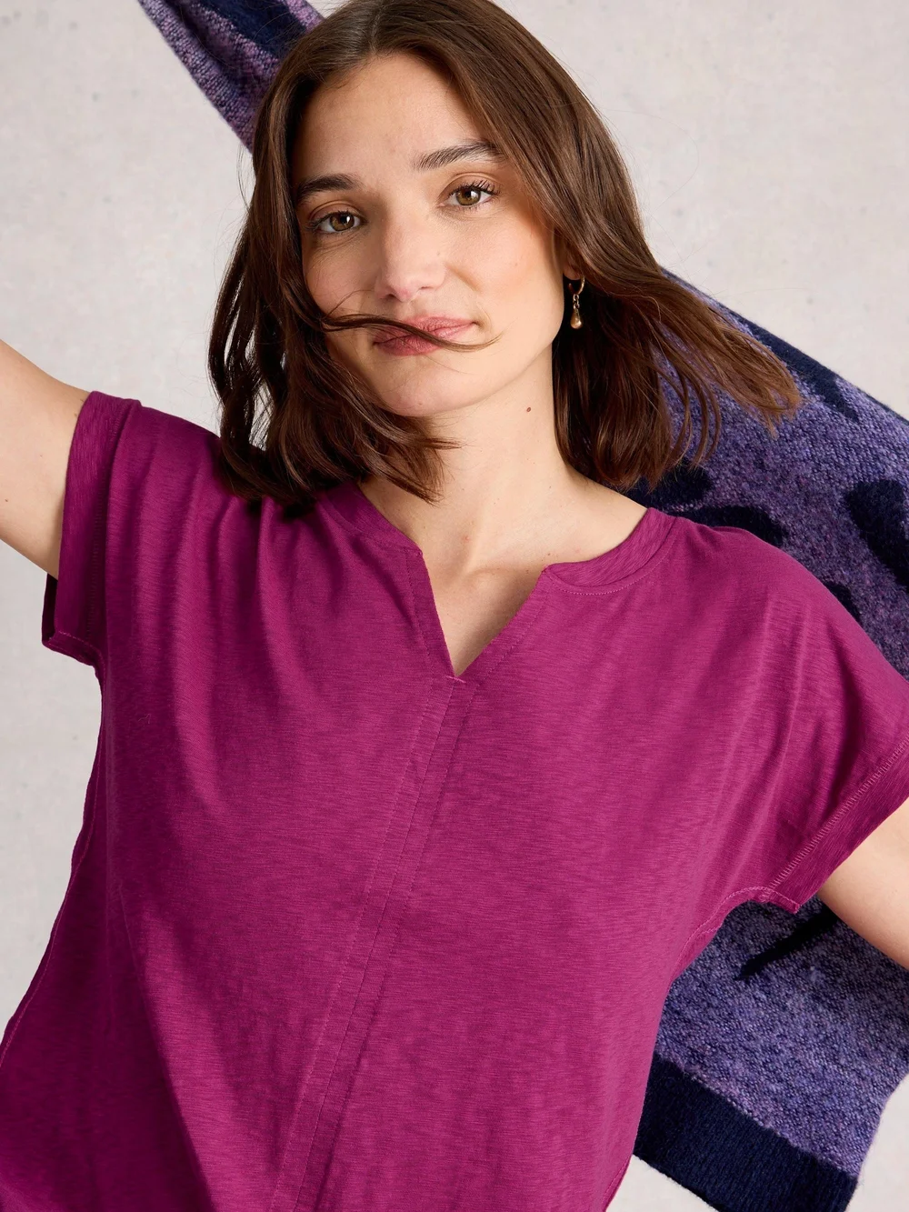 T-Shirt À Encolure En V Nelly - Dk Plum - 42 Image 1