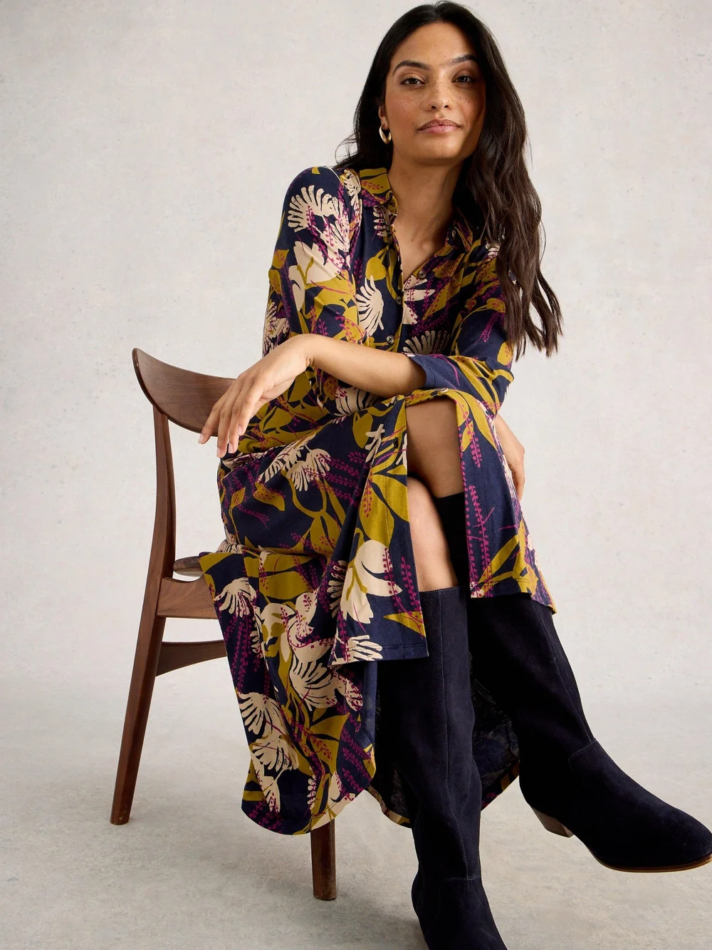 Robe Chemise En Jersey Rua - Navy Multi - 36/R Image 1