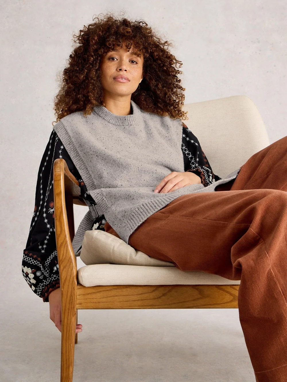 Poncho Tanya Tabard - Grey Marl - XL Image 1