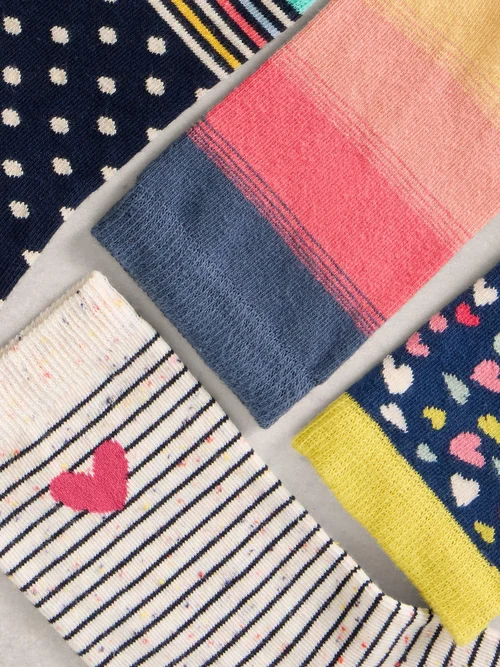 4 Paires De Socquettes À Rayures Et Cœur - Navy Multi - 39-41 Image 3