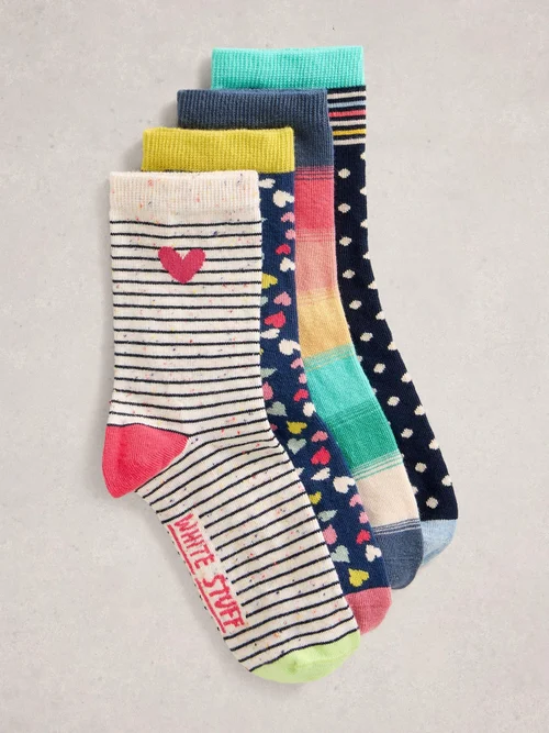 4 Paires De Socquettes À Rayures Et Cœur - Navy Multi - 39-41 Image 2