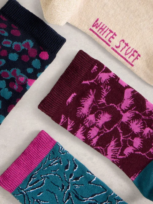 Lot De 4 Paires De Socquettes À Imprimé Floral - Purple Mlt - 39-41 Image 3