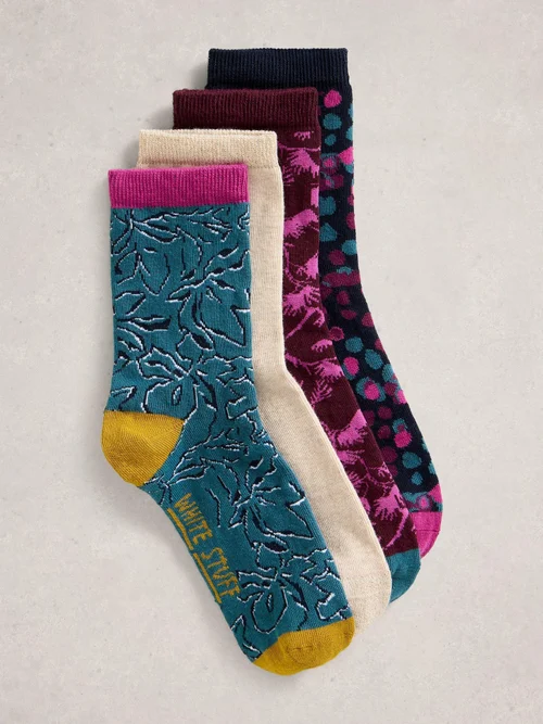 Lot De 4 Paires De Socquettes À Imprimé Floral - Purple Mlt - 39-41 Image 2