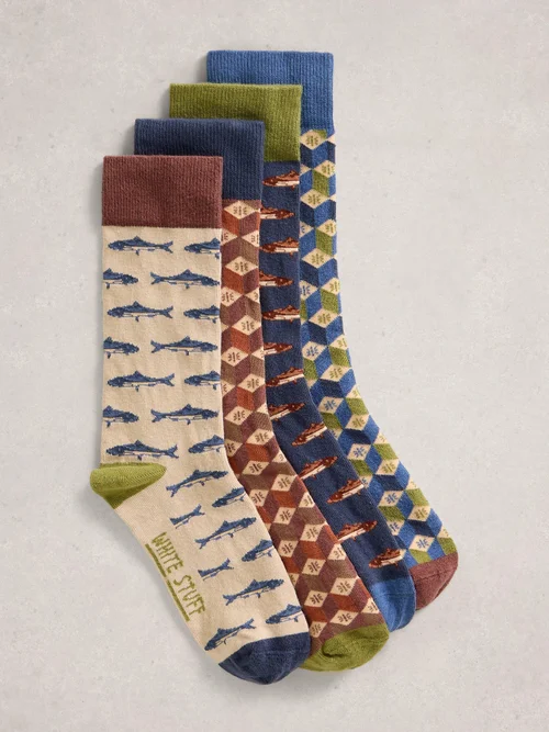 Lot De 4 Paires De Socquettes À Motif Poisson - Nat Mlt - 44-46 Image 2