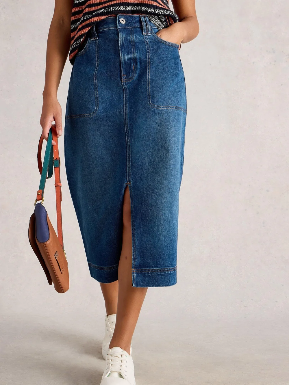 Jupe Midi En Denim Tia - Mid Denim - 52/R Image 1