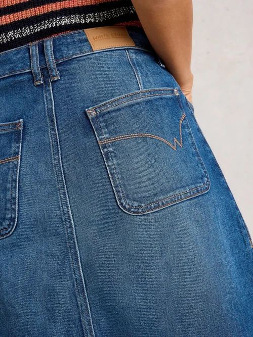 Jupe Midi En Denim Tia - Mid Denim - 52/R Image 3