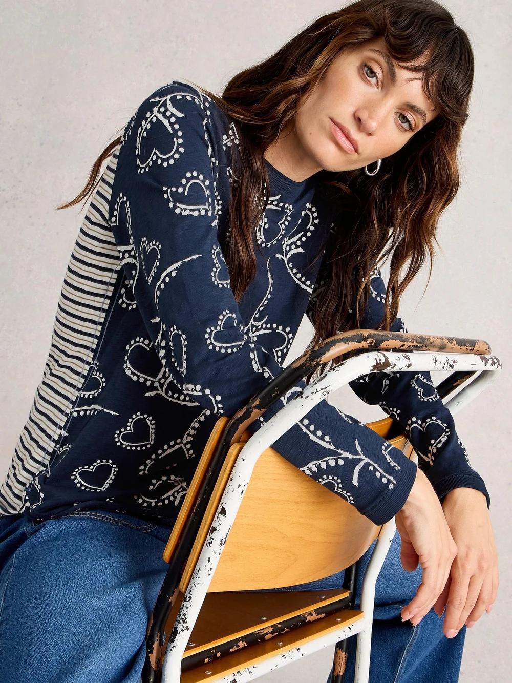 T-Shirt À Manches Longues Clara - Navy Multi - 40 Image 1