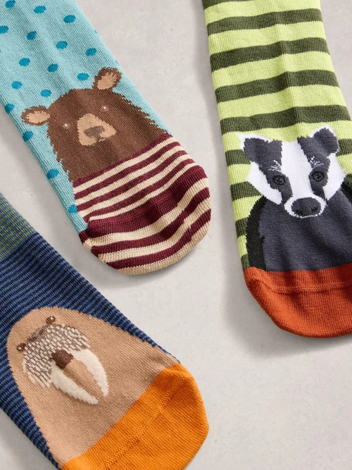 3 Paires De Chaussettes Avec Motif Animaux De La Forêt - Green Mlt - 44-46 Image 2