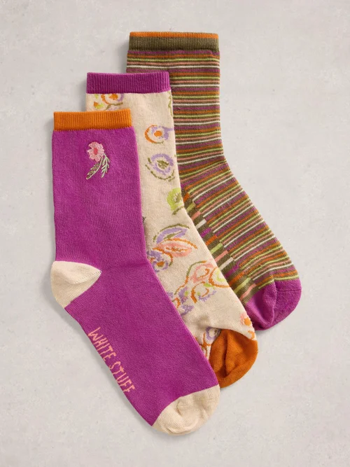 Lot De 3 Paires De Socquettes À Motif Floral - Purple Mlt - 39-41 Image 1