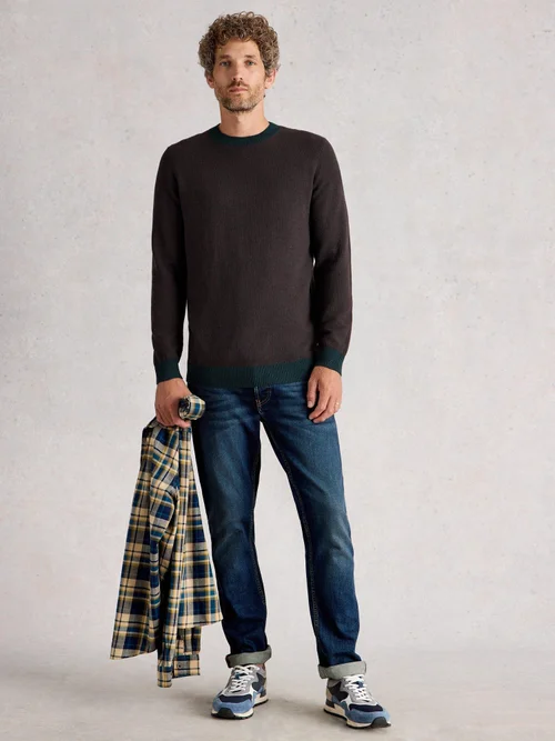 Newport Merino Jacquard Crew - Green Mlt - XL Image 2
