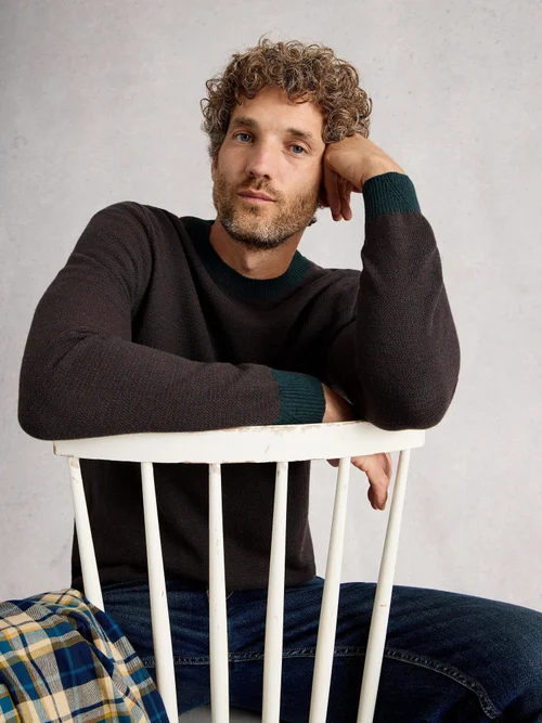 Newport Merino Jacquard Crew - Green Mlt - XL Image 3