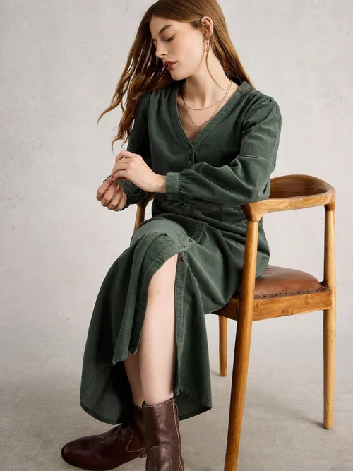Robe En Velours Côtelé Phoebe - Dus Green - 52/R Image 1