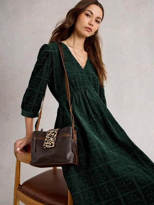 Robe En Velours Côtelé Brodé Lucy - Dk Green - 34/R Image 1