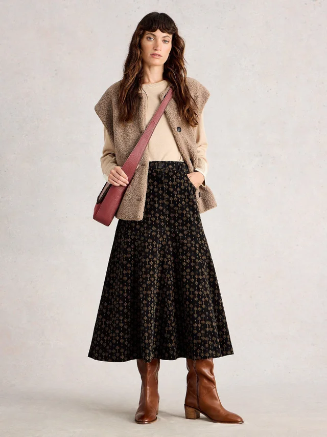 Jupe Midi En Velours Côtelé Quinn