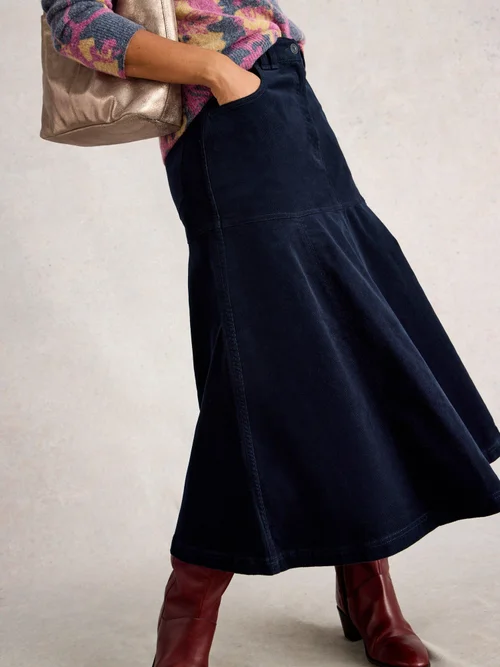 Jupe Midi En Velours Côtelé Quinn - Dark Navy - 52/R Image 3