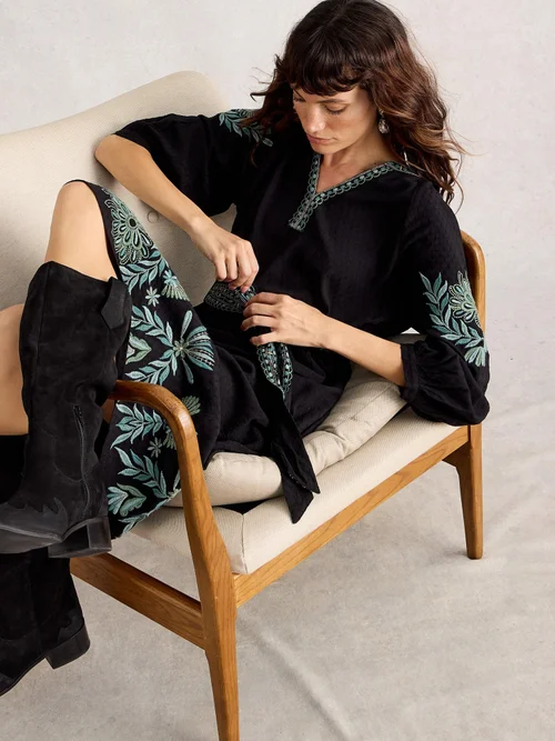 Robe Brodée Evie - Blk Mlt - 50 Image 1