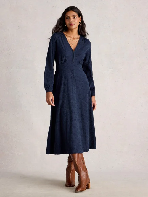 Robe en jersey brodée Megan - Dark Navy - 52/R Image 2