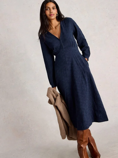 Robe en jersey brodée Megan - Dark Navy - 52/R Image 1