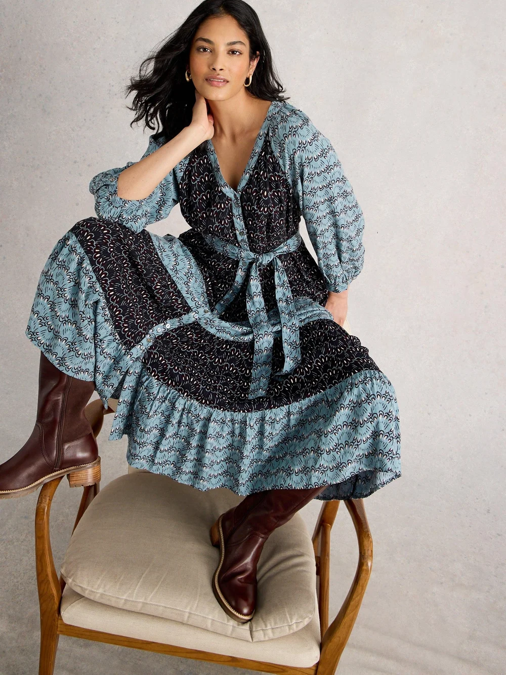 Robe Midi Clementine - Blue Mlt - 52/R Image 1