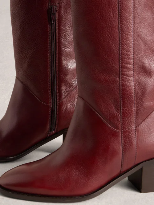 Bottes En Cuir Izzy Montant Jusqu'Aux Genoux - Dk Red - 41 Image 3