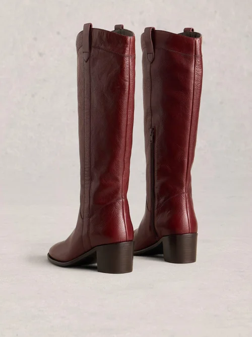 Bottes En Cuir Izzy Montant Jusqu'Aux Genoux - Dk Red - 41 Image 4