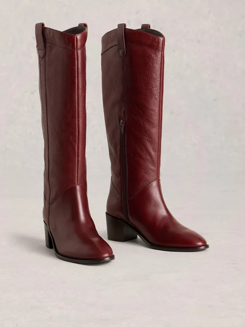 Bottes En Cuir Izzy Montant Jusqu'Aux Genoux - Dk Red - 41 Image 2