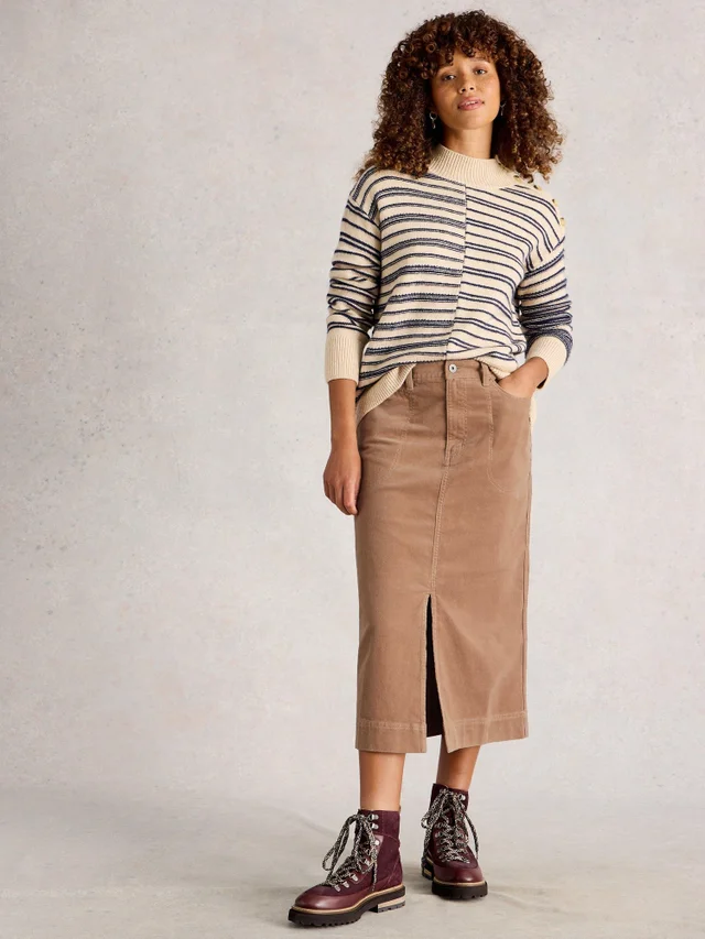 Jupe Midi En Velours Côtelé Tia