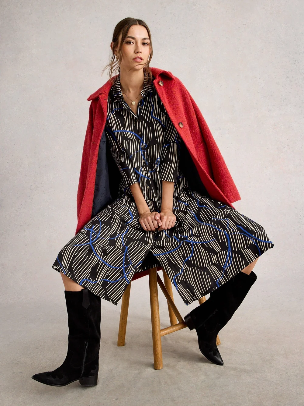Robe Chemise En Jersey Rua - Blk Mlt - 52/R Image 1