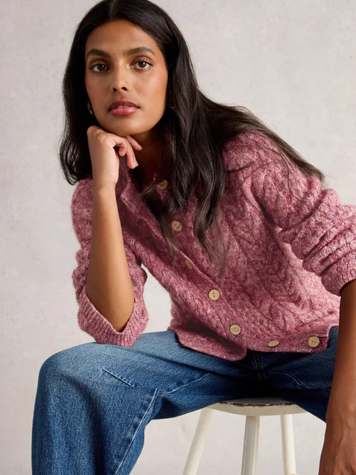Carly Cable Cardi - Mid Pink - 52 Image 3