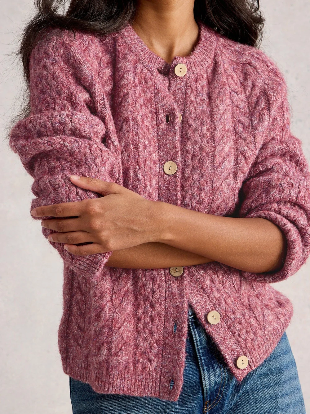 Carly Cable Cardi - Mid Pink - 52 Image 1