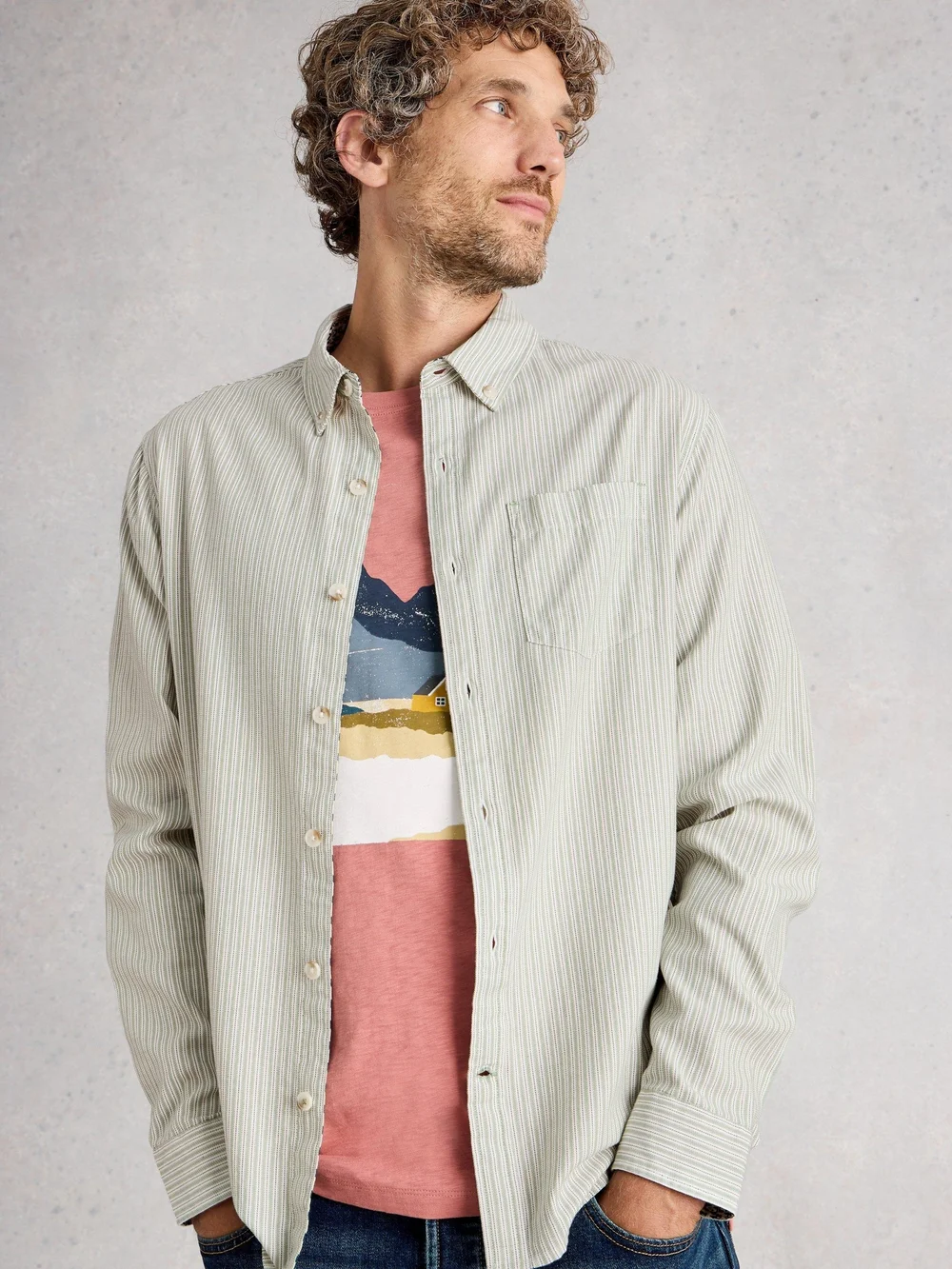 Chemise À Mini Rayures Stamford - Green Mlt - XL Image 1