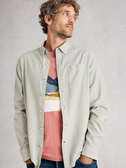 Chemise À Mini Rayures Stamford - Green Mlt - XL Image 1