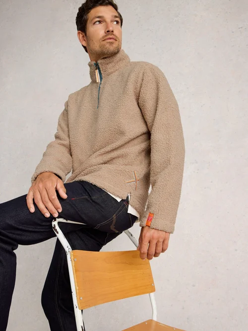 Borg Demi-Zip - Lgt Nat - XXXL Image 4