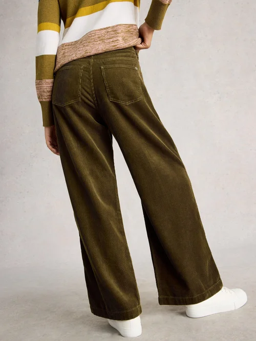 Pantalon Large En Velours Côtelé Ayla - Khaki Grn - 48 Image 4