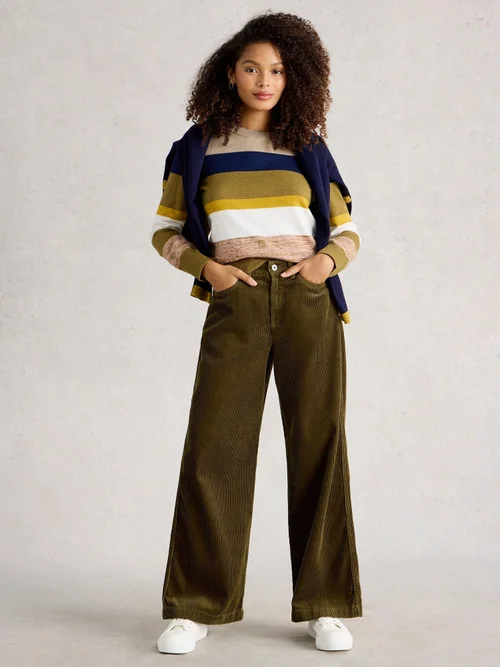 Pantalon Large En Velours Côtelé Ayla - Khaki Grn - 52 Image 2