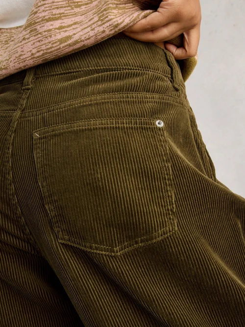 Pantalon Large En Velours Côtelé Ayla - Khaki Grn - 52 Image 3