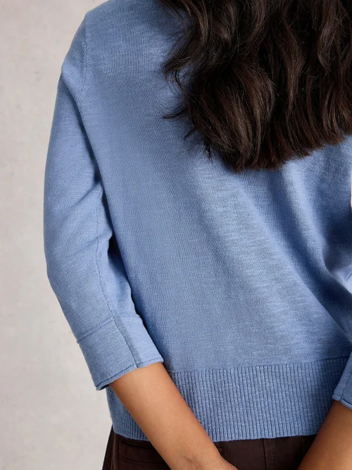 Pull Lois En Mélange De Lin - Mid Blue - 48 Image 4
