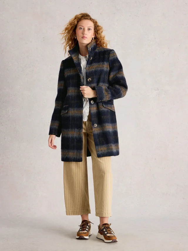 Manteau En Laine Mélangée À Carreaux Karla